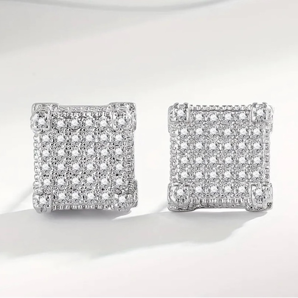 Men’s Earrings 925 Sterling Silver CZ